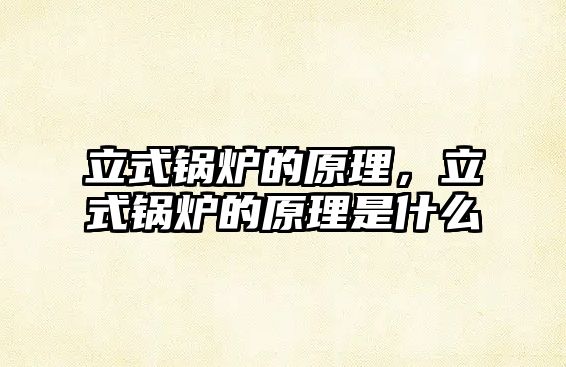 立式鍋爐的原理，立式鍋爐的原理是什么