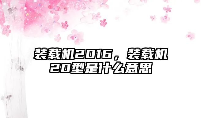 裝載機(jī)2016，裝載機(jī)20型是什么意思