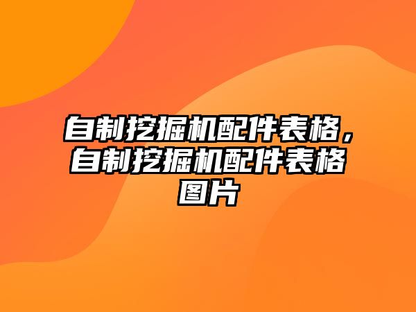 自制挖掘機(jī)配件表格，自制挖掘機(jī)配件表格圖片