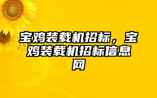 寶雞裝載機招標，寶雞裝載機招標信息網(wǎng)