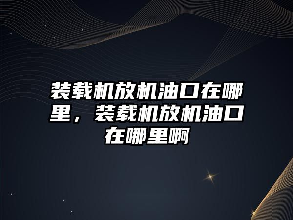 裝載機(jī)放機(jī)油口在哪里，裝載機(jī)放機(jī)油口在哪里啊