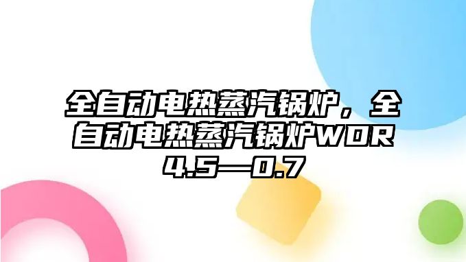 全自動(dòng)電熱蒸汽鍋爐，全自動(dòng)電熱蒸汽鍋爐WDR4.5—0.7