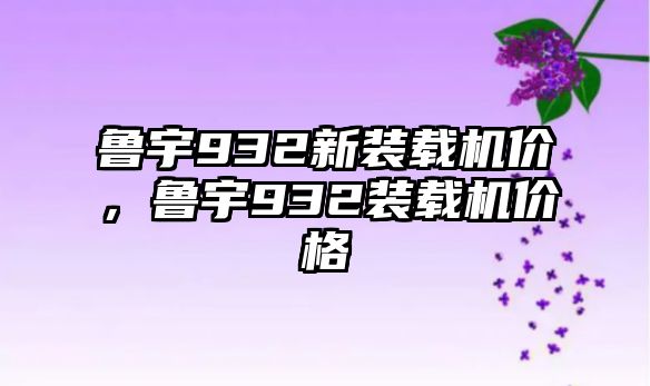 魯宇932新裝載機(jī)價，魯宇932裝載機(jī)價格