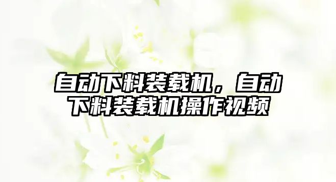 自動下料裝載機(jī)，自動下料裝載機(jī)操作視頻