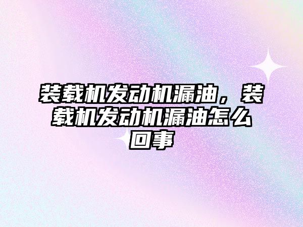 裝載機(jī)發(fā)動(dòng)機(jī)漏油，裝載機(jī)發(fā)動(dòng)機(jī)漏油怎么回事