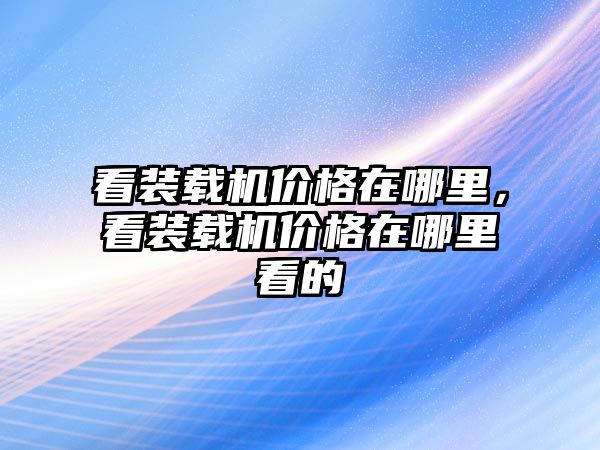 看裝載機價格在哪里，看裝載機價格在哪里看的