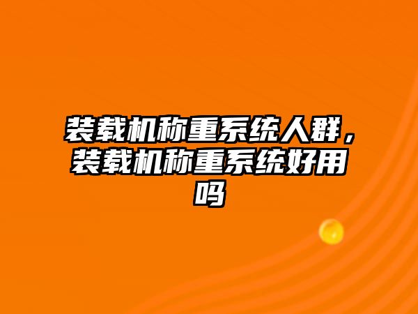 裝載機稱重系統(tǒng)人群，裝載機稱重系統(tǒng)好用嗎