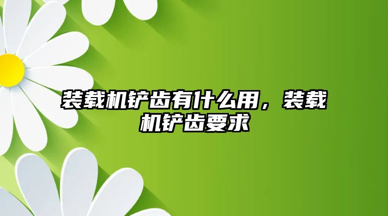 裝載機(jī)鏟齒有什么用，裝載機(jī)鏟齒要求