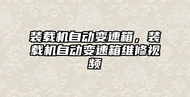 裝載機自動變速箱，裝載機自動變速箱維修視頻