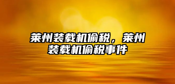萊州裝載機偷稅，萊州裝載機偷稅事件