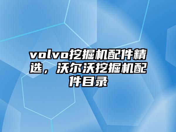 volvo挖掘機(jī)配件精選，沃爾沃挖掘機(jī)配件目錄