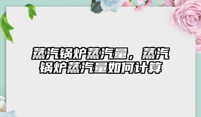 蒸汽鍋爐蒸汽量，蒸汽鍋爐蒸汽量如何計算