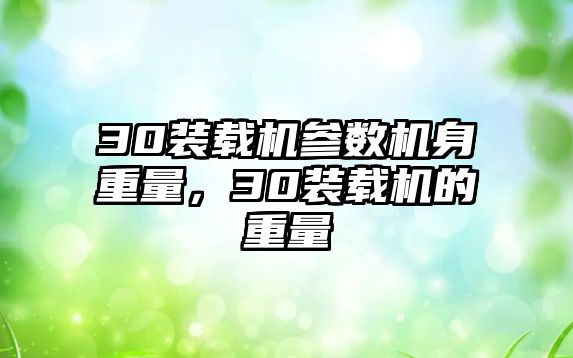 30裝載機(jī)參數(shù)機(jī)身重量，30裝載機(jī)的重量