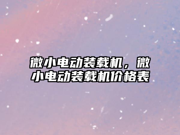 微小電動(dòng)裝載機(jī)，微小電動(dòng)裝載機(jī)價(jià)格表
