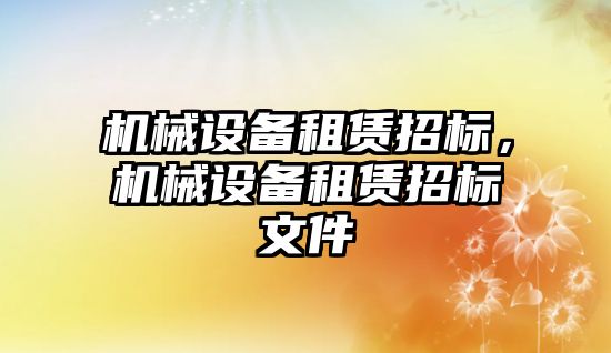 機(jī)械設(shè)備租賃招標(biāo)，機(jī)械設(shè)備租賃招標(biāo)文件