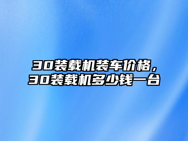 30裝載機(jī)裝車(chē)價(jià)格，30裝載機(jī)多少錢(qián)一臺(tái)