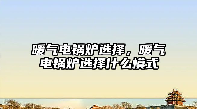 暖氣電鍋爐選擇，暖氣電鍋爐選擇什么模式