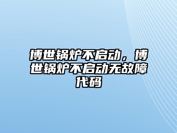 博世鍋爐不啟動，博世鍋爐不啟動無故障代碼