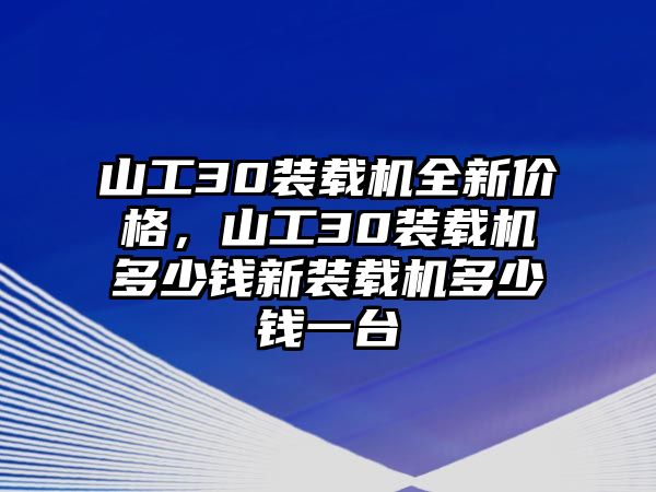山工30裝載機全新價格，山工30裝載機多少錢新裝載機多少錢一臺