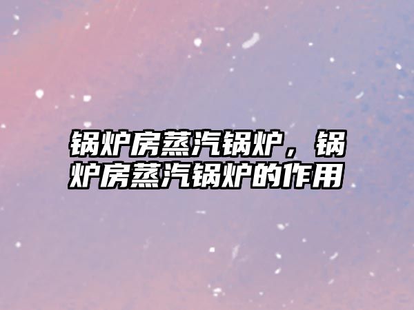 鍋爐房蒸汽鍋爐，鍋爐房蒸汽鍋爐的作用