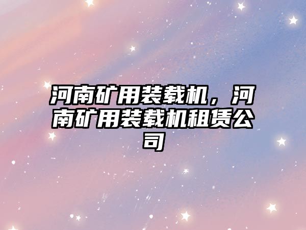 河南礦用裝載機，河南礦用裝載機租賃公司