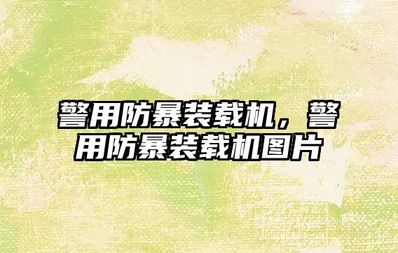 警用防暴裝載機，警用防暴裝載機圖片