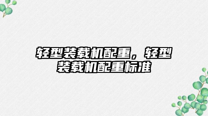 輕型裝載機配重，輕型裝載機配重標(biāo)準(zhǔn)