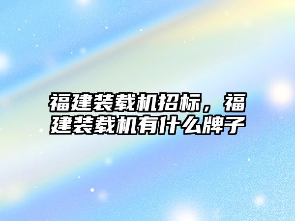 福建裝載機招標，福建裝載機有什么牌子