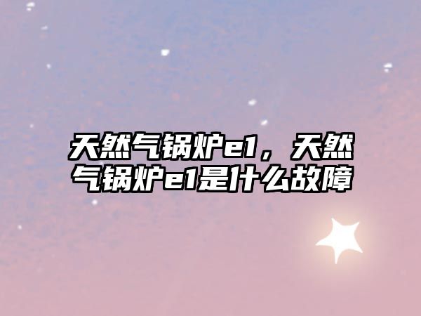 天然氣鍋爐e1，天然氣鍋爐e1是什么故障