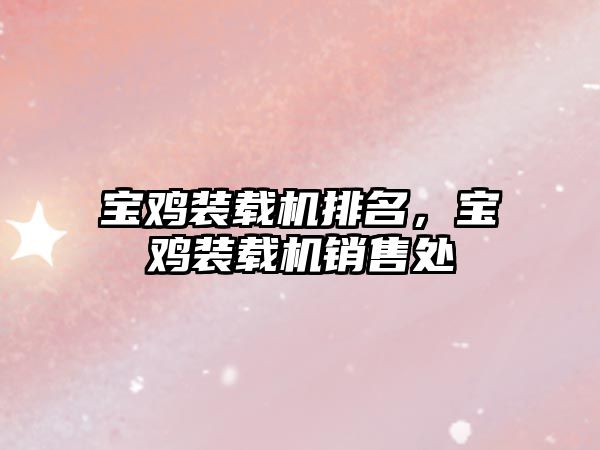寶雞裝載機(jī)排名，寶雞裝載機(jī)銷售處