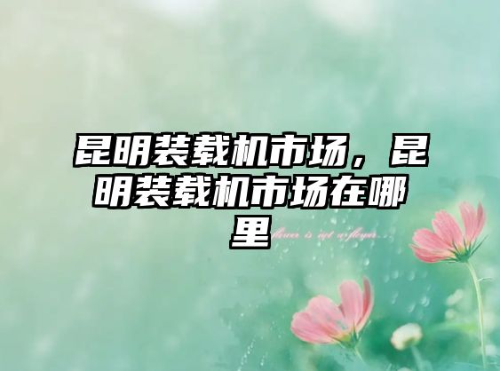 昆明裝載機(jī)市場(chǎng)，昆明裝載機(jī)市場(chǎng)在哪里