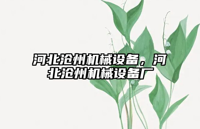 河北滄州機械設備，河北滄州機械設備廠