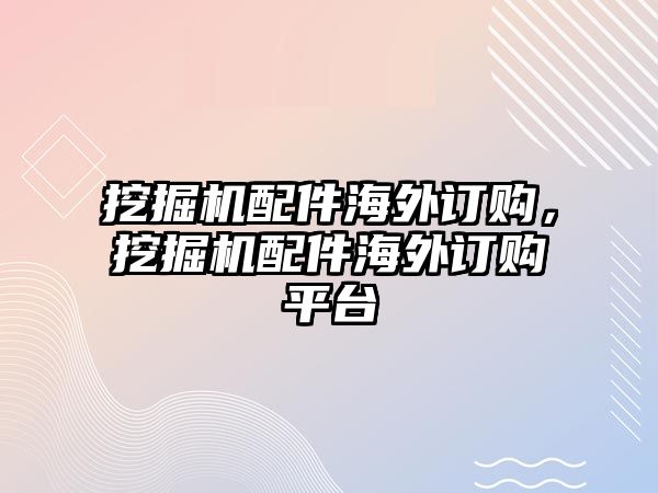挖掘機配件海外訂購，挖掘機配件海外訂購平臺
