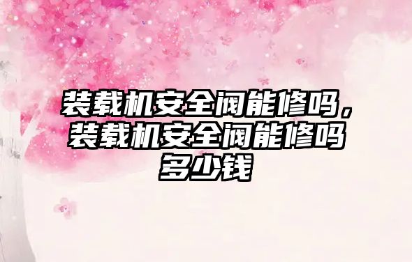 裝載機(jī)安全閥能修嗎，裝載機(jī)安全閥能修嗎多少錢(qián)