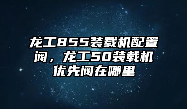 龍工855裝載機(jī)配置閥，龍工50裝載機(jī)優(yōu)先閥在哪里