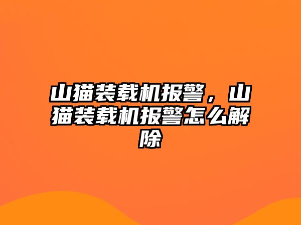 山貓裝載機(jī)報(bào)警，山貓裝載機(jī)報(bào)警怎么解除