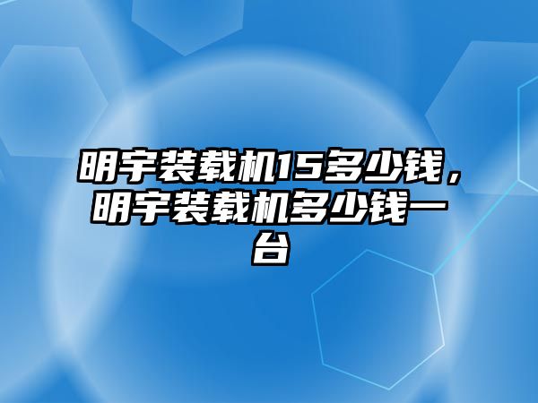 明宇裝載機(jī)15多少錢，明宇裝載機(jī)多少錢一臺