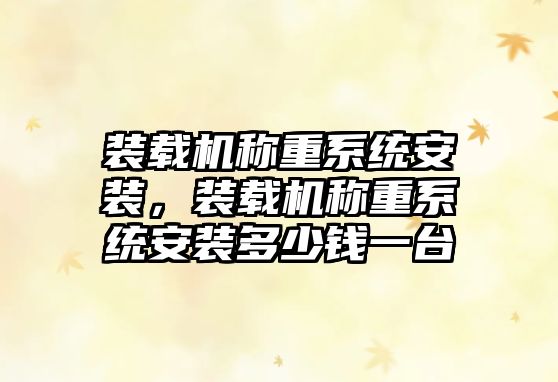 裝載機稱重系統(tǒng)安裝，裝載機稱重系統(tǒng)安裝多少錢一臺