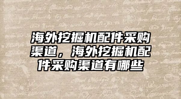 海外挖掘機(jī)配件采購(gòu)渠道，海外挖掘機(jī)配件采購(gòu)渠道有哪些