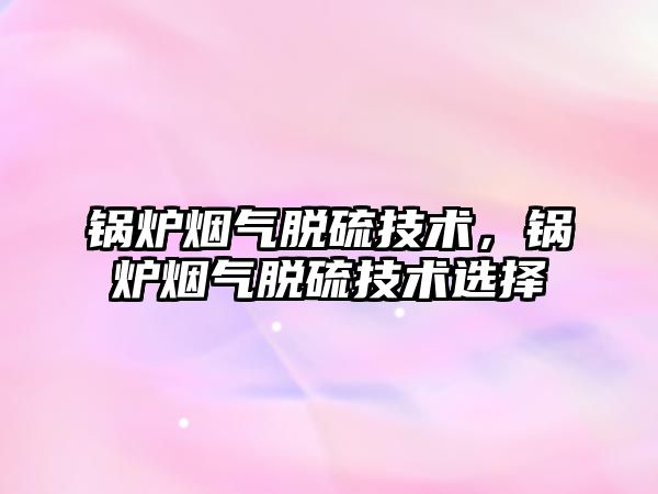 鍋爐煙氣脫硫技術(shù)，鍋爐煙氣脫硫技術(shù)選擇