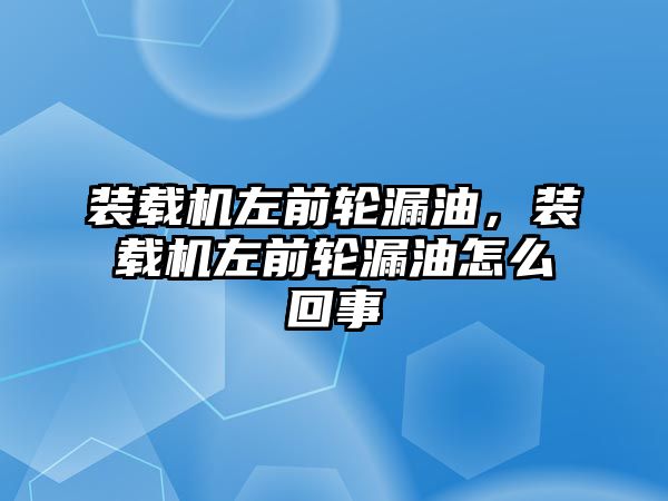 裝載機左前輪漏油，裝載機左前輪漏油怎么回事