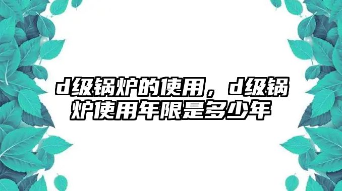 d級鍋爐的使用，d級鍋爐使用年限是多少年
