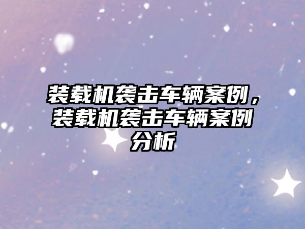 裝載機襲擊車輛案例，裝載機襲擊車輛案例分析