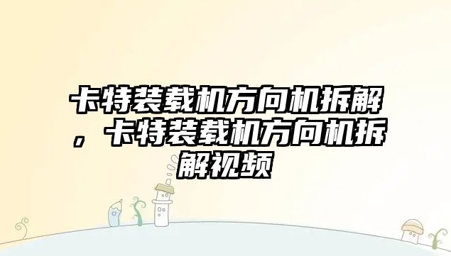卡特裝載機方向機拆解，卡特裝載機方向機拆解視頻