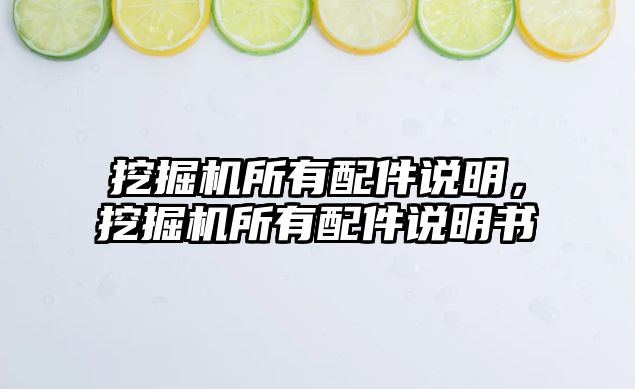 挖掘機所有配件說明，挖掘機所有配件說明書
