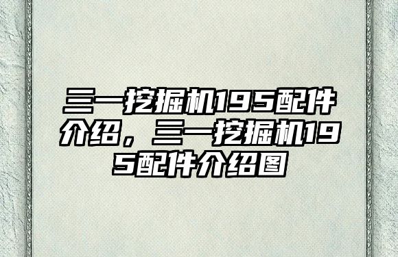 三一挖掘機195配件介紹，三一挖掘機195配件介紹圖