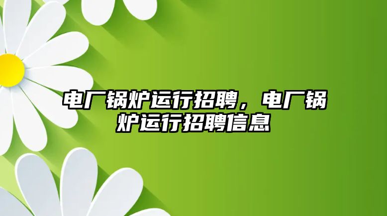 電廠鍋爐運(yùn)行招聘，電廠鍋爐運(yùn)行招聘信息