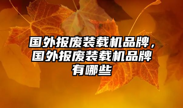 國(guó)外報(bào)廢裝載機(jī)品牌，國(guó)外報(bào)廢裝載機(jī)品牌有哪些
