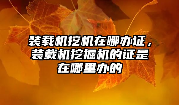 裝載機挖機在哪辦證，裝載機挖掘機的證是在哪里辦的