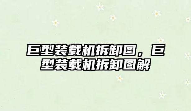 巨型裝載機拆卸圖，巨型裝載機拆卸圖解